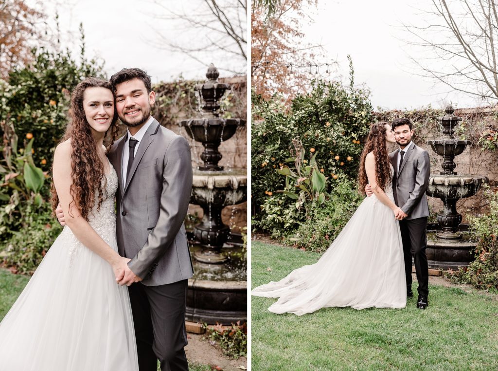 Backyard Wedding | Visalia, CA | Frank & Kelsey | Winter Wedding | White Long Stem Roses | Plum Velvet Dresses | Rainy Wedding Day